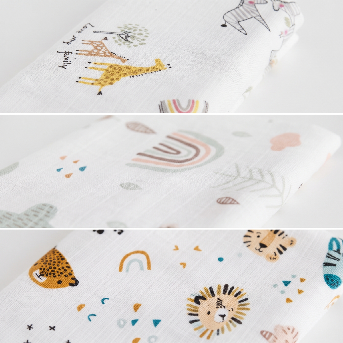 Müslin Örtü Battaniye 3'lü Set (80x80 cm) – Oeko-Tex Müslin Kumaş | Yenidoğan Bebek Yumuşak Havlu & Kundak