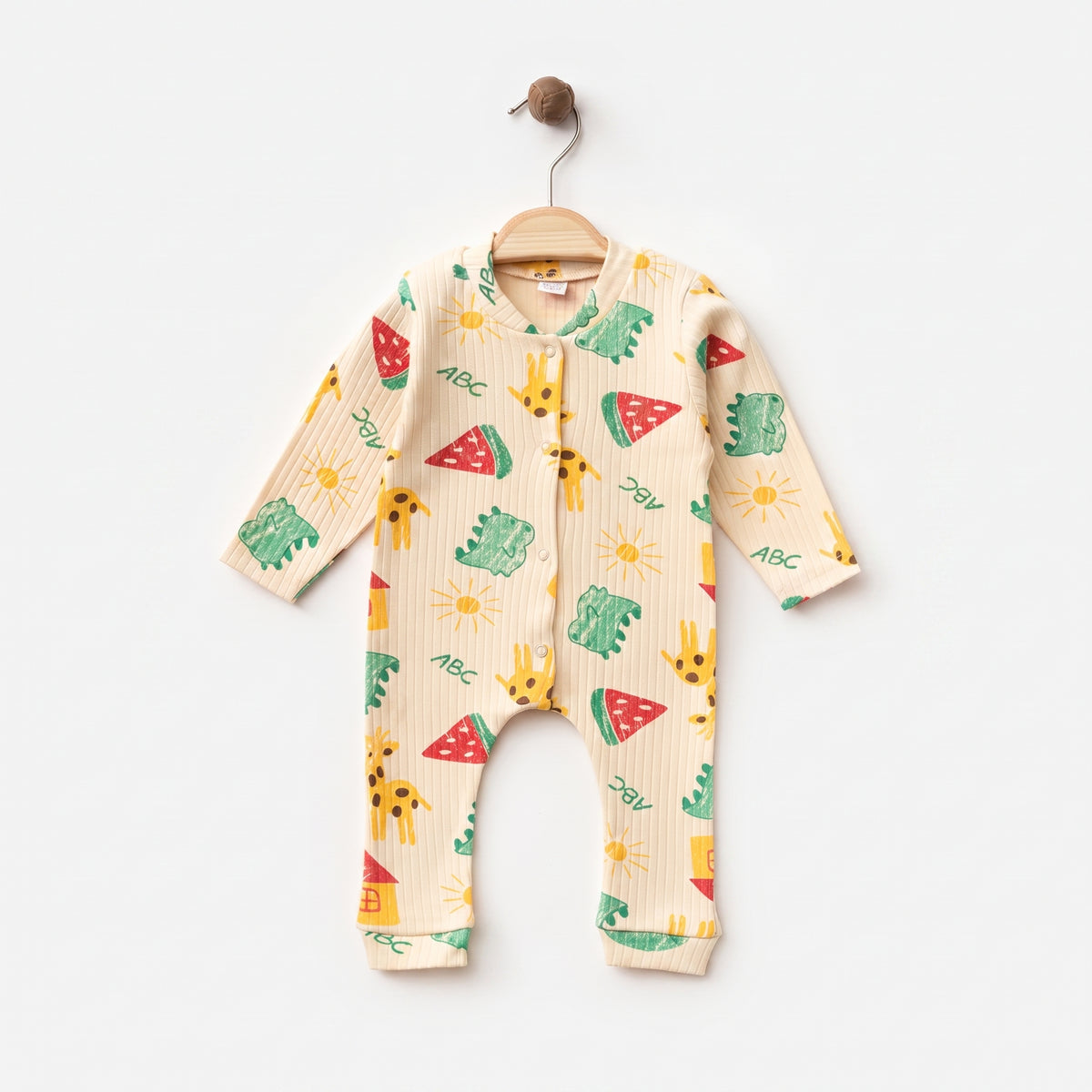 Little Giraffe %100 Pamuklu Manşetsiz Bebek Tulum | 3-6-9 Ay