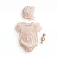 Kız Bebek %100 Pamuk Vintage Dantelli Romper Tulum & Bonet Şapka | 2’li Takım