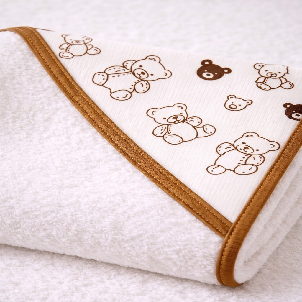 Oyuncak Ayı Başlıklı Bebek Kundak Havlu | Yumuşak & Su Emici | Unisex