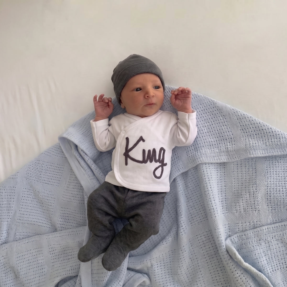 King Erkek Bebek 3 Parça Hastane Çıkış Seti Bebek Takımı