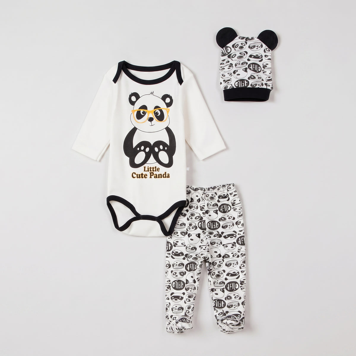 Unisex Bebek Panda Zıbın Takımı 3'lü
