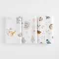 Müslin Örtü Battaniye 3'lü Set (80x80 cm) – Oeko-Tex Müslin Kumaş | Yenidoğan Bebek Yumuşak Havlu & Kundak