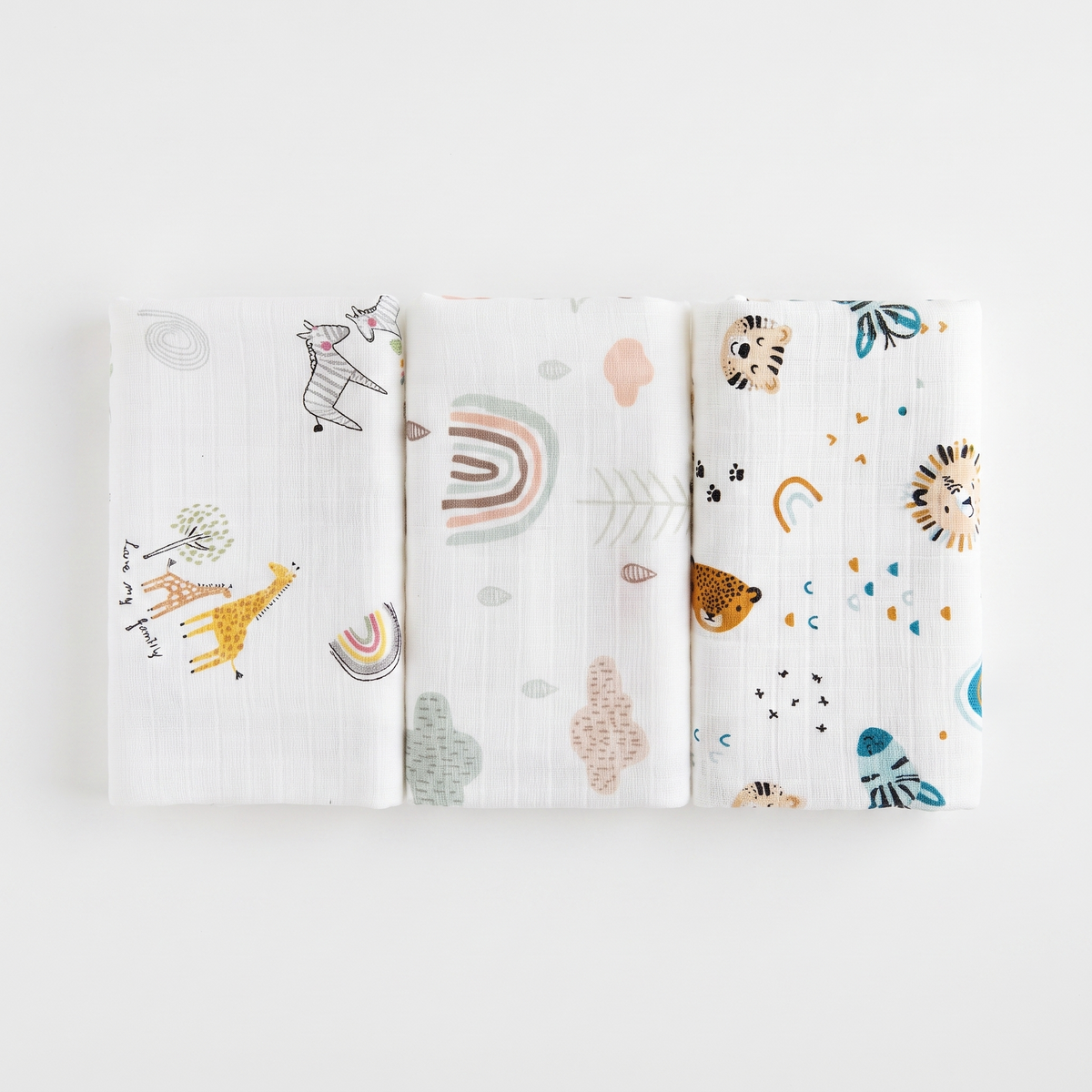 Müslin Örtü Battaniye 3'lü Set (80x80 cm) – Oeko-Tex Müslin Kumaş | Yenidoğan Bebek Yumuşak Havlu & Kundak