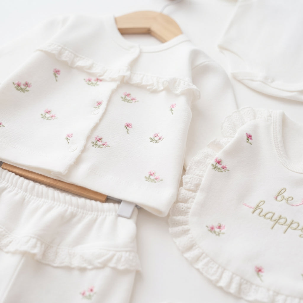 Kız Bebek Premium Be Happy 10 Parça Yenidoğan Hastane Çıkışı Zıbın Seti | Kutulu