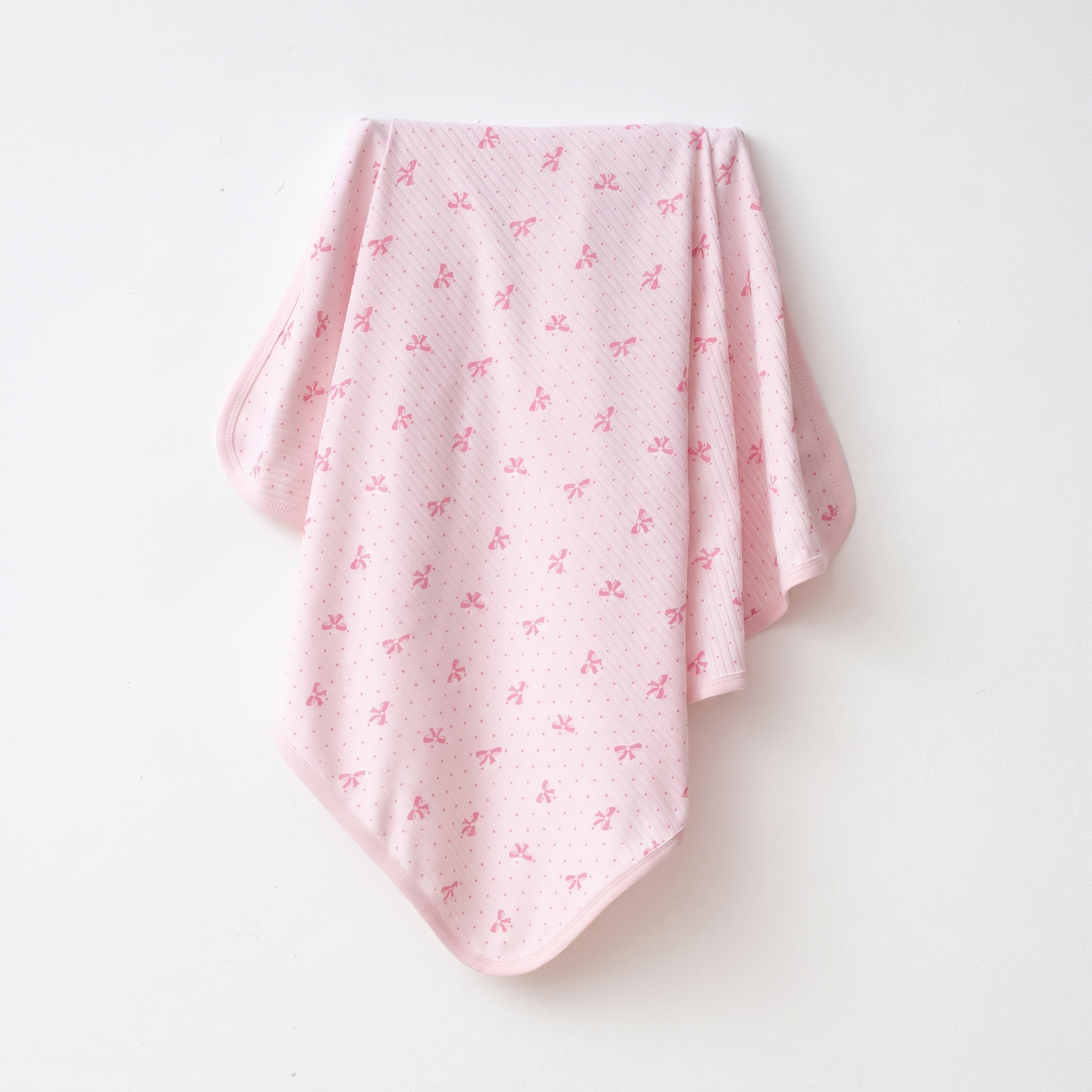 Fiyonklu Pembe Bebek Battaniyesi | Doğal Pamuklu | 80x90 cm