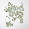 Daisy Pattern Açık Yeşil 5’li Yenidoğan Kız Bebek Hastane Çıkışı Seti