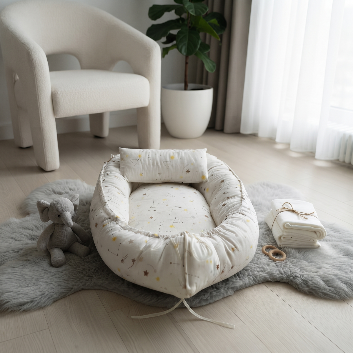 Yıldız Desenli Babynest Bebek Yatağı | Anne Yanı Yatağı