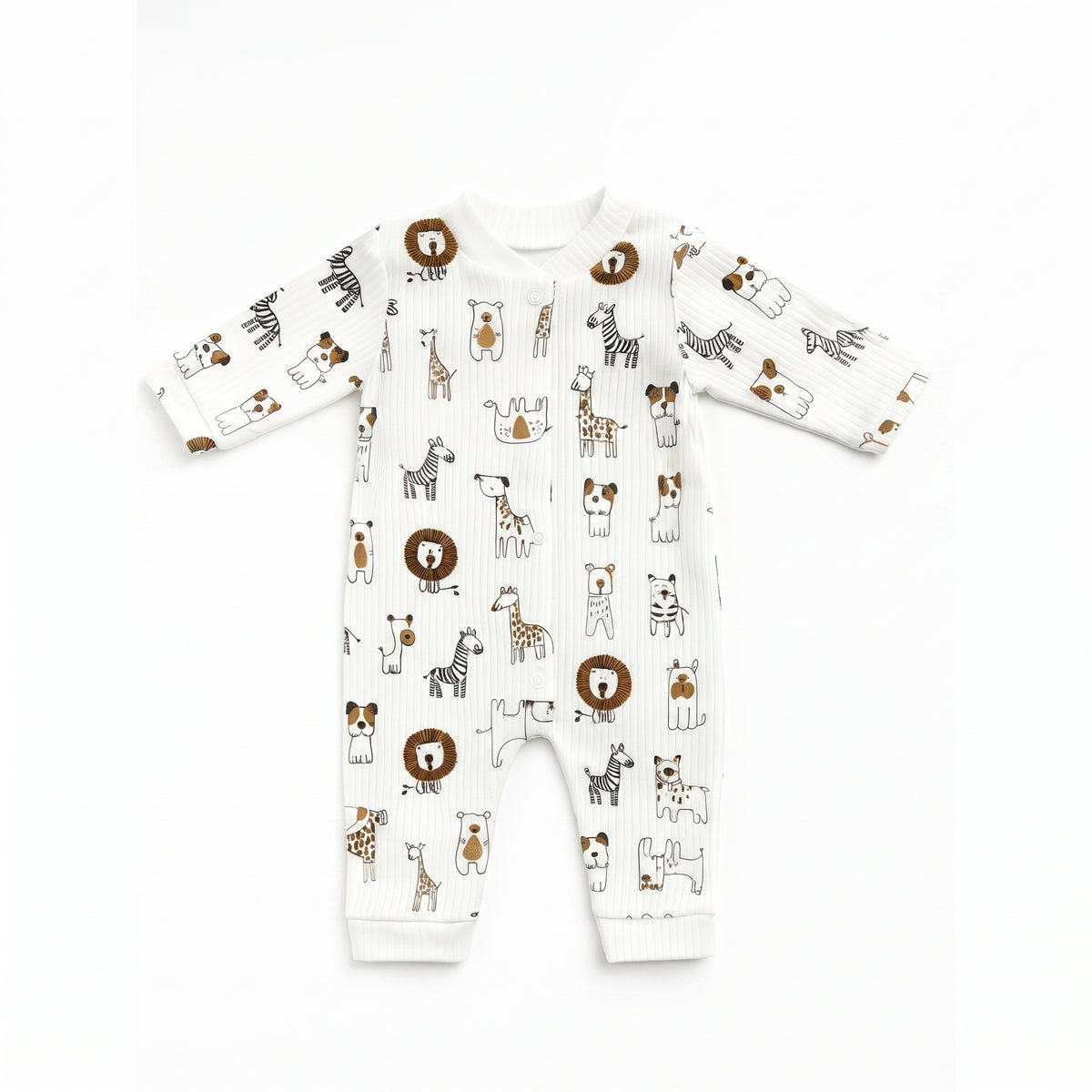 %100 Pamuklu Desenli Baskılı Bebek Tulum – 3-6-9 Ay | Hastane Çıkışı