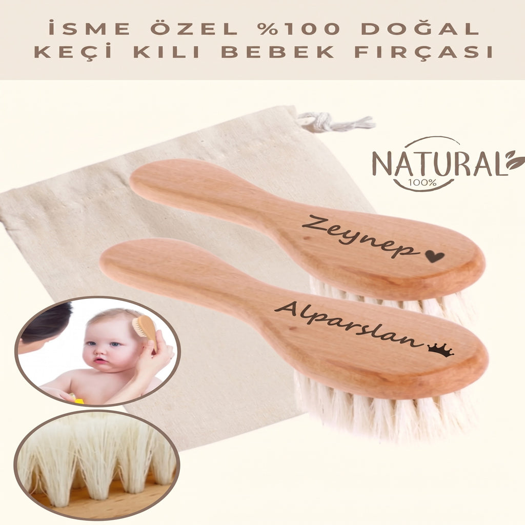 İsme Özel Keçi Kılı Bebek Fırçası | Lazer Markalama